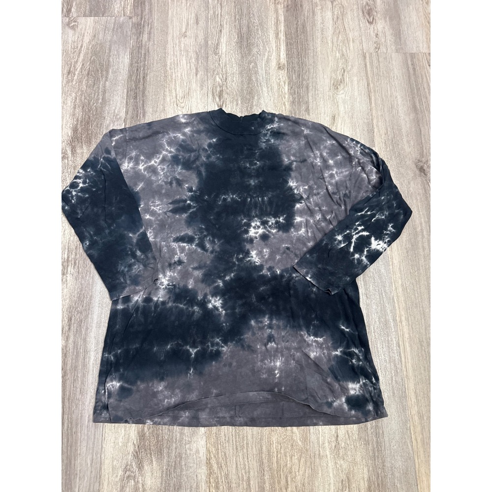 We‎ The Free Free People Black Tie Dye Mock Neck Oversized Long Sleeve Tee Large